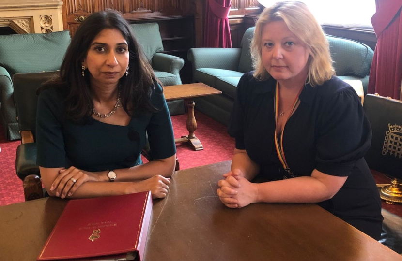 Nickie with the Home Secretary, Suella Braverman MP